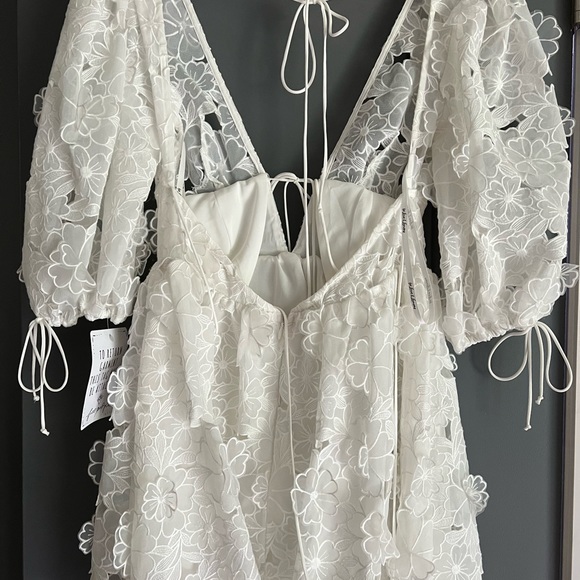 NWT - For Love & Lemons Serena White Mini Dress (Small) - Picture 5 of 5